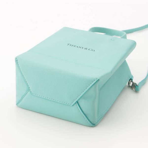 ティファニー Tiffany ロゴ ミニショッピングトート 2way レザー ショルダー ハンドバッグ ターコイズブルー 中古 通販 retro レトロ