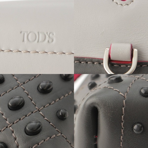 トッズ(Tods) WAVE BAG ウェーブ レザー 2way スタッズ ハンドバッグ