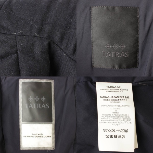 タトラス(TATRAS) ノーカラー ダウンジャケット LTA18A4648 ネイビー ...