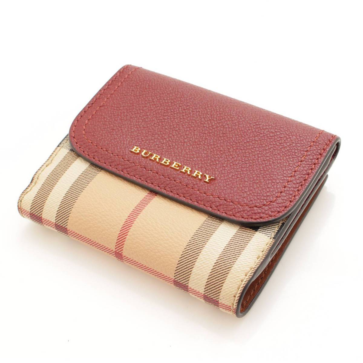 人気の春夏 BURBERRY レッド×ベージュ 極美品✨バーバリー 財布