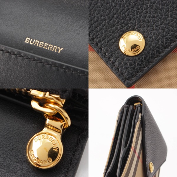 バーバリー Burberry ノバチェック キャンバス レザー 折財布 コンパクトウォレット ブラック 中古 通販 retro レトロ