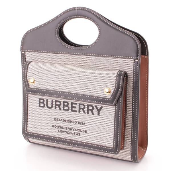 バーバリー(Burberry) ミニ トライカラー キャンバス レザー ポケット