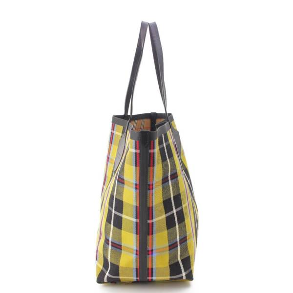 先行SALE】バーバリー Burberry ノバチェック リバーシブル コットン レザー トートバッグ イエロー ベージュ 中古 通販 retro  レトロ