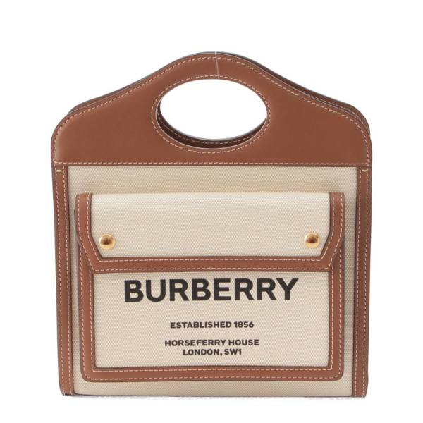 バーバリー Burberry ツートン ミニ ポケット キャンバス×レザー 2way 