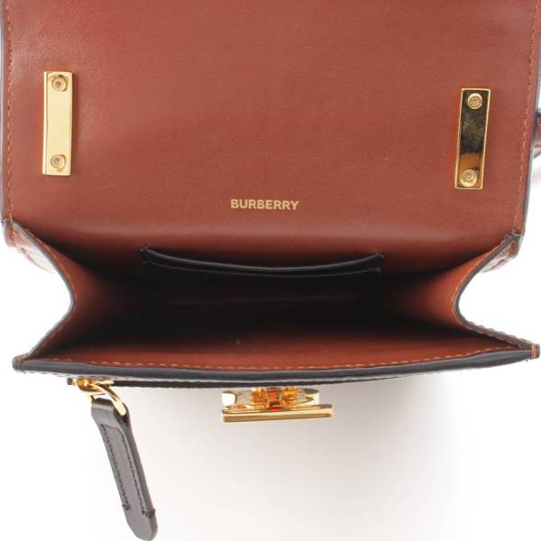 バーバリー Burberry TBロゴ ロビン ロゴジャガード レザー モノグラム ショルダーバッグ ブラウン 中古 通販 retro レトロ