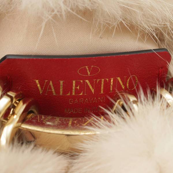 ヴァレンティノ Valentino メタルハンドル ミンクファー ハンドバッグ