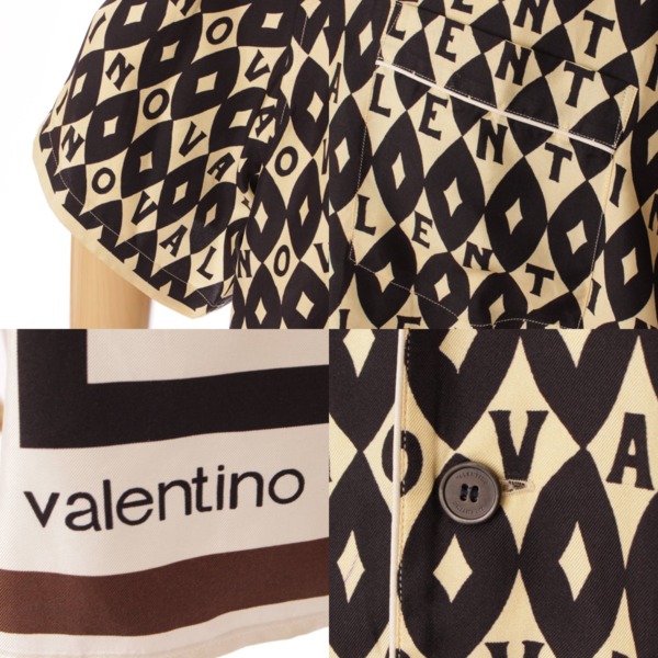 ヴァレンティノ(Valentino) メンズ アーカイブプリント オープンカラー 半袖 シャツ ベージュ L 中古 通販 retro レトロ