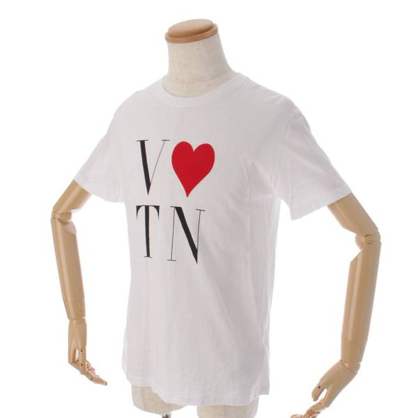 ヴァレンティノ(Valentino) メンズ VLoveTN ロゴプリント 半袖 Tシャツ ホワイト XS 中古 通販 retro レトロ