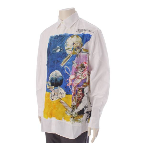 ヴァレンティノ Valentino 20SS メンズ スペースランド 宇宙 プリント シャツ 長袖 TV3ABA955WP ホワイト 38 中古 通販  retro レトロ