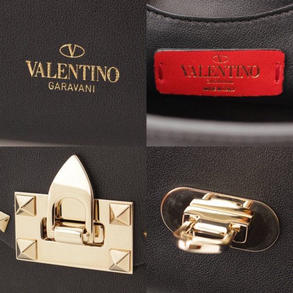 ヴァレンティノ(Valentino) ロックスタッズ レザー ミニ クロスボディ ショルダーバッグ ブラック 中古 通販 retro レトロ