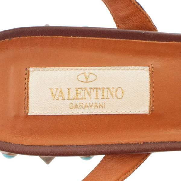 ヴァレンティノ(Valentino) スタッズ ターコイズ サンダル ブラウン 37