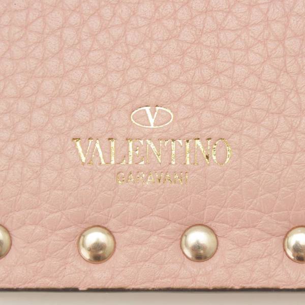 ヴァレンティノ(Valentino) ロックスタッズ レザー コインケース カードケース ピンク 中古 通販 retro レトロ