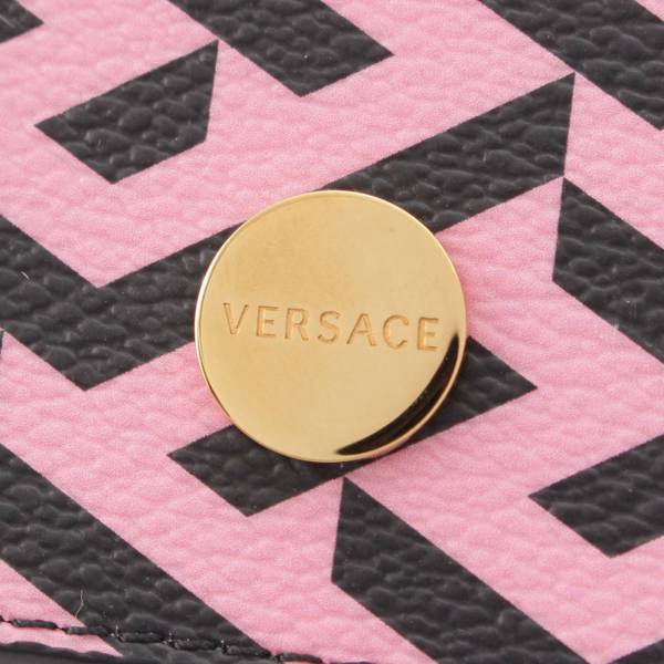 ヴェルサーチ Versace ラ グレカ シグネチャー La Greca 三つ折り財布 コンパクトウォレット ピンク 中古 通販 retro レトロ