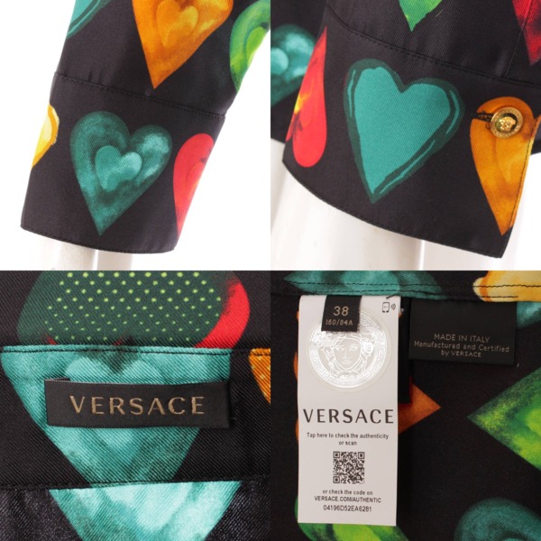 ヴェルサーチ(Versace) 19年 シルク ハートプリント シャツ ブラウス スカーフ付 マルチカラー 38 中古 通販 retro レトロ