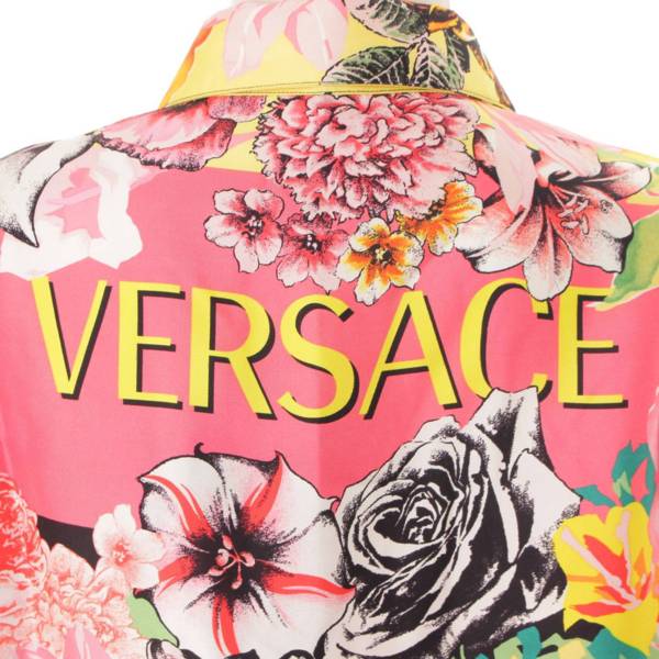 ヴェルサーチ(Versace) メドゥーサボタン 花柄 シルクシャツ ブラウス