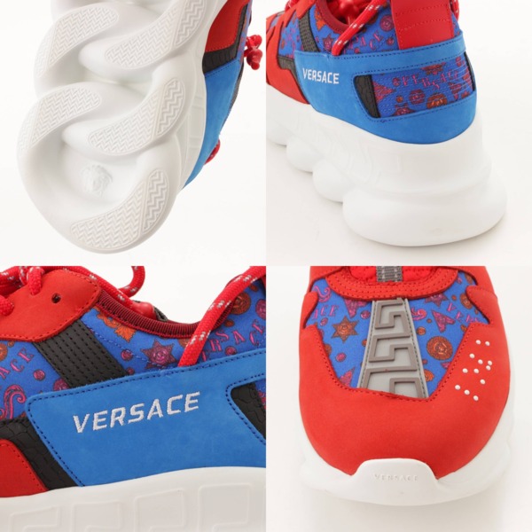 ヴェルサーチ(Versace) 20AW Chain Reaction ダッドスニーカー 総柄 レッド×ブルー 43 中古 通販 retro レトロ