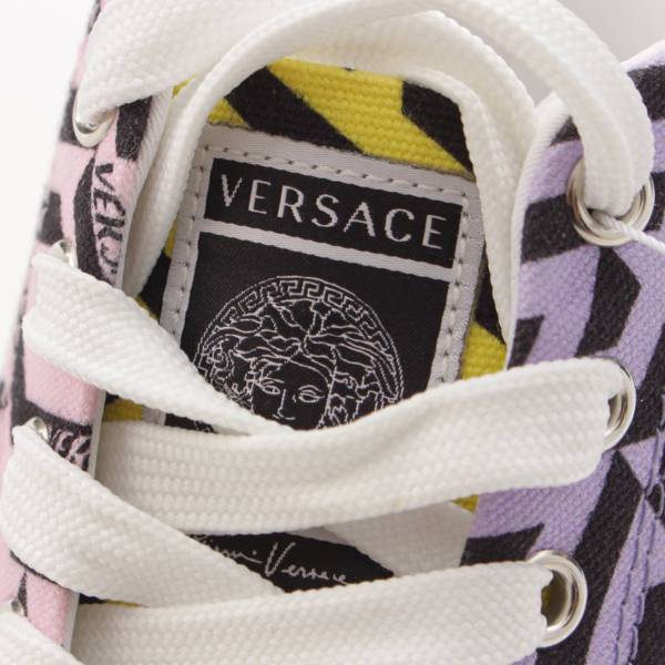 先行SALE】ヴェルサーチ Versace ラ グレカ シグネチャー La Greca キャンバス ハイカット スニーカー マルチカラー 36 中古  通販 retro レトロ