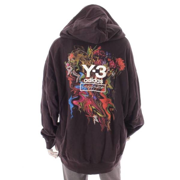 ワイスリー(Y-3) バックプリント フローラル パーカー トップス ブラック M 中古 通販 retro レトロ