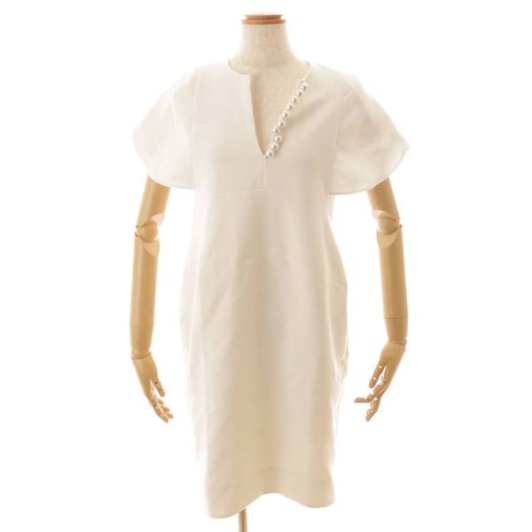パール スリットラインドレス ワンピース YCD-119-454 ホワイト 36