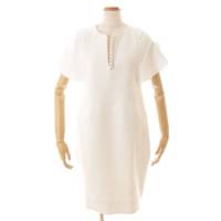 フレアスリーブ パール スリットラインドレス ワンピース YCD-119-454 ホワイト 40
